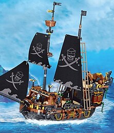 billige -1328 stk piratskip eventyr kreativt skip øy stormskip flaggskip film byggekloss modell egnet for barn/ voksen samling byggeklosser halloween/takkefest/julegave