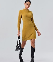 abordables -Vestido estilo suéter midi de chenilla urbana y corte limpio