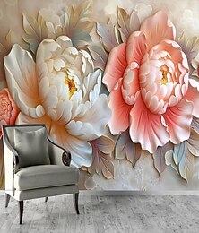 voordelige -Bloemig 3D Traditionele Chinese schilderkunst Huisdecoratie Bloemig Klassiek Behangen, Kangas PVC / Vinyl Materiaal lijm nodig Muurschildering, Kamer wandbekleding