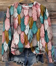 economico -pullover da donna casual grafico abbigliamento quotidiano casual girocollo stampa manica lunga rosa autunno inverno