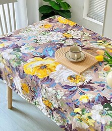 abordables -Nappe au design de peinture à l'huile, nappe artistique et élégante avec des motifs de peinture à l'huile classiques, idéale pour ajouter une touche unique et sophistiquée à votre table à manger,