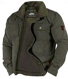 billiga -broderad fleecejacka herr sherpa lastbilsjacka arbetsjacka lastjacka nedfällbar krage varm vinterjacka bomull vintage casual gå ut kappa multi-fickor