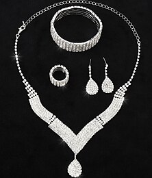 economico -I monili nuziali 1 Lega Anelli 1 bracciale Orecchini Collane Per donna Moda Lusso Romantico Fantasia Prezioso Di forma geometrica Parure di gioielli Per Abiti da sera per feste