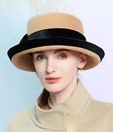 billige -Hatter 100% Ull Bowlerhatter Fedora Bryllup Te Fest Elegant Bryllup Med Sløyfe Tvinning Hodeplagg Hodeplagg