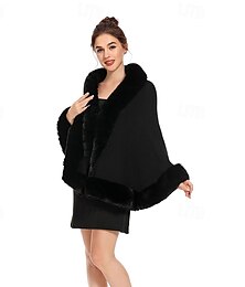 abordables -châle en fausse fourrure d'hiver pour femme, cape chaude