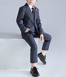 levne -4 kusy Oblek pro mládence Chlapecké Děti Oblek Formální oblek Blazer & Kalhoty Formální Párty Valentýna Módní Chladný Pevná barva Kapsy Rubínově červená Vodní modrá Trávová zelená Polyester
