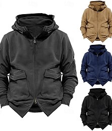 billiga -Herr Huvtröja Taktisk hoodie Svart Marinblå Kaki Mörkgrå Huva Slät Sport & Utomhus Sport Streetwear icke-tryck Designer Grundläggande Ledigt Vinter Kläder Pull Tröjor