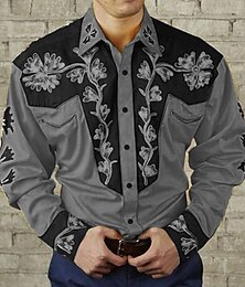 economico -Per uomo Floreale Stampe astratte Camicia Camicia occidentale Camicia da cowboy Manica lunga Di tendenza Originale Informale Esterno Giornaliero Autunno inverno Collo ripiegabile Stampa Bottone giù