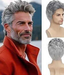 economico -parrucca corta da uomo parrucca maschile attraente ragazzo con capelli corti a strati parrucca per festa in costume cosplay di Halloween o tutti i giorni