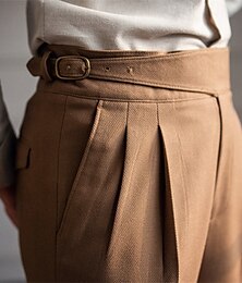 abordables -Hombre Graduación pantalones de traje Pantalones Chinos Bolsillo Color sólido Comodidad Formal Fiesta Trabajo Moda Estilo clásico Negro Caqui Microelástico