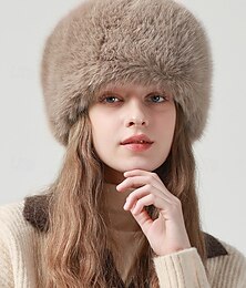 abordables -Gorro de invierno de piel sintética para mujer: elegante gorro esponjoso de estilo ruso para climas fríos