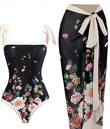 abordables -Femme Maillots de Bain Une pièce 2 pièces Maillot de bain Dos Nu Contrôle du Ventre Taille haute Mince Vacances Tenues de plage Floral Sans Manches Maillots de bain