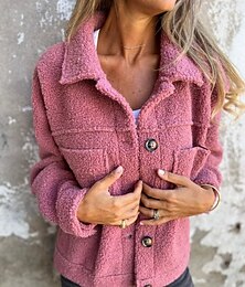 economico -Per donna Cappotto invernale Giacca invernale Giacca in pile Esterno Strada Giornaliero Autunno Inverno Corto Cappotto Standard Tenere al caldo Traspirante Contemporaneo Moda Giacca Manica lunga