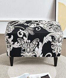abordables -Housse de pouf extensible à imprimé floral spandex extensible rectangle extensible housses de rangement pliantes repose-pieds amovibles protègent les housses de repose-pieds