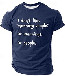 baratos -Camiseta Engraçada Masculina Manga Curta | Eu Não Gosto de Pessoas Matinais Nem de Manhãs Nem de Pessoas Humor Sarcástico