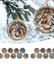 economico -18 pezzi presepe ornamenti religiosi natale acrilico 2d ornamento appeso natività ornamento natale la nascita di gesù decorazioni natalizie cristiane per albero natale