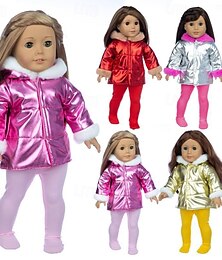 preiswerte -18-Zoll-Puppenkleidung und Accessoires, Winter-Puppen-Outfits-Set, Mantel und Hose für 18-Zoll-Puppen, Mädchen, Geschenke (ohne Puppe)