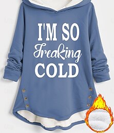 abordables -Sudadera con capucha para mujer, cálida, afelpada, cómoda, con forro polar sherpa, con letras, informal, deportiva, con estampado de manga larga, negra, rosa oscuro, roja, azul, gris, otoño&amp;
