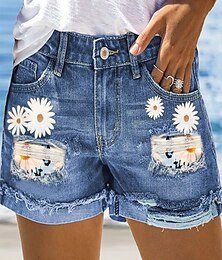 abordables -Femme Normal Jeans Vêtement de rue Casual Quotidien Court Taille médiale Graphic Zippé Poche Séchage rapide Respirabilité Micro-élastique Extérieur Bureau / Carrière Blanche Bleu Eté Standard