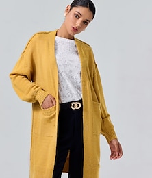 economico -cardigan in maglia casual quotidiano con maniche a vescovo in mohair