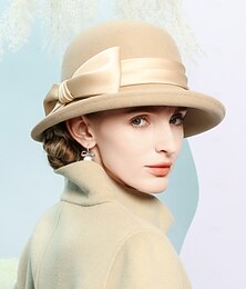 billige -Hatter 100% Ull Bowlerhatter Fedora Bryllup Te Fest Elegant Bryllup Med Sløyfe Tvinning Hodeplagg Hodeplagg