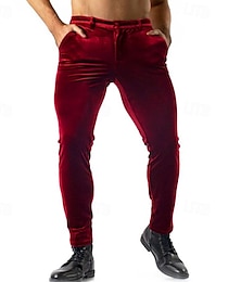 economico -Per uomo pantaloni della tuta magro Pantaloni Pantaloni casual Pantaloni di velluto Tasche Liscio Comfort Morbido Lunghezza intera Feste Esterno Giornaliero Di tendenza Streetwear Nero Rosso Media