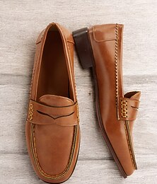 economico -mocassini classici da donna in similpelle marrone – comode scarpe da guida slip-on con dettagli cuciti a mano per abbigliamento casual e formale