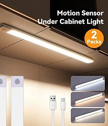 economico -1/2 pz ultra-sottile sensore di movimento luce notturna a led luce mobile tre colori dimmerabile ricarica usb armadio cucina illuminazione domestica 20/30/40/50 cm