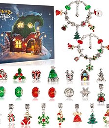 お買い得  -クリスマスアドベントカレンダーブレスレット2025 女の子のための24日間のクリスマスカウントダウンカレンダーDIYジュエリー作りキットギフト22チャームビーズキッズティーンズ女性用2ブレスレット