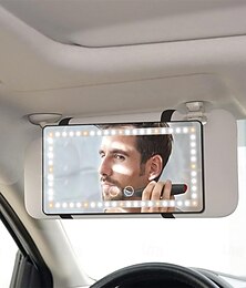 お買い得  -車用サンバイザー バニティミラー 充電式メイクアップミラー 3つのライトモード付き &60 LED 調光可能クリップオンリアビューサンシェード化粧鏡