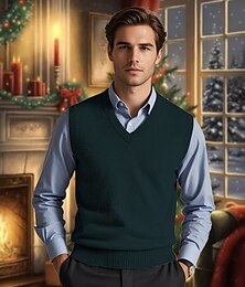 abordables -Homme Pull Gilet Pull Robe pull Gilet Pull en tricot A côtes Tricoter Normal Tricoté Plein Col V Mode Décontractées Usage quotidien Rendez-vous Vêtement Tenue Automne hiver Noir Marine foncé S M L