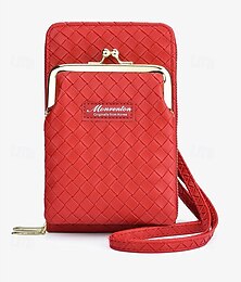 olcso -női piros szőtt crossbody pénztárca – kompakt, koreai ihletésű dizájn csókzárral, stílusos és funkcionális pénztárcával