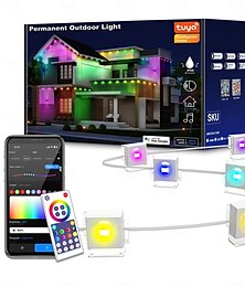 billiga -LED Smart Light Downlights Evighet Ljus Permanenta Utomhuslampor med APP Wifi Bluetooth Fjärr RGBIC Smart Takficker IP67 Vattentät Hus Takt Utomhusbelysning för Julhelg 15m-45m