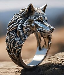 abordables -bague tête de loup pour homme en acier titane - design 3D complexe pour les styles de bijoux gothiques et statement