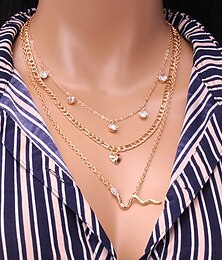 economico -collana girocollo cromata oro donna elegante collana artistica a strati per matrimonio festa san valentino
