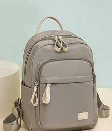 preiswerte -Khakifarbener, wasserdichter Nylon-Rucksack für Damen mit mehreren Reißverschlusstaschen – leichter, lässiger Tagesrucksack für Schule, Arbeit oder den täglichen Gebrauch
