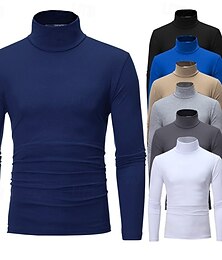 olcso -Férfi Póló Garasnyakú ing Hosszú ujjú ing Hosszú ujj Lehajtott gallér Ősz & tél Sima Pehelysullyú Klasszikus Alkalmi Szabadtéri Hétköznapi Sport Fekete Fehér Sötétkék Férfi felső póló