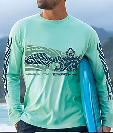 economico -Per uomo Tartaruga Maori maglietta Manica lunga maglietta Stampa 3D Girocollo Camicia Festività Tropicale Giornaliero Informale Hawaiano Per eventi Verde Estate Primavera Autunno Abbigliamento S M L