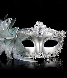preiswerte -Arlecchina Karnevalsmaske Venezianische Maske Columbina Erwachsene Damen Blumen Stil Halbes Gesicht Party Maskerade Karneval von Venedig Halloween Karneval Einfaches Karnevalskostüm
