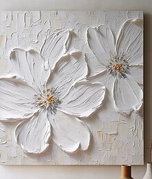 baratos -pintura a óleo pintada à mão 3d grande flor branca pintura a óleo sobre tela pintura acrílica original pintura texturizada pesada paisagem abstrata arte de parede decoração de parede floral