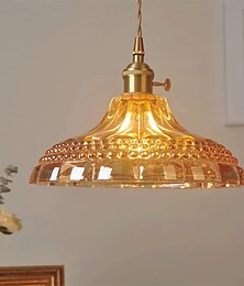 voordelige -retro messing glazen hanglamp amberkleurig dik materiaal glazen kroonluchter geblazen glazen plafondlampen met verstelbaar snoer