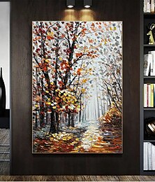 abordables -peinture à l'huile faite à la main sur toile, décoration murale, abstrait, petite forêt, peintures épaisses au couteau à huile, paysage pour la décoration intérieure, peinture roulée sans cadre, non