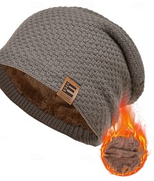 billiga -Herr Unisex Mössa Vinter hattar Beanie-mössor 骷髅头毛线帽 Stickad mössa Svart Vin Polyester Stickat Mysigt Dagliga kläder Utekväll Enfärgad / vanlig färg Varm