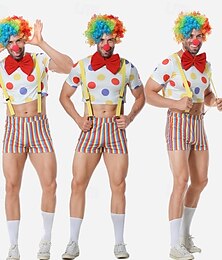 abordables -Joker Clown Halloween Tenues Costume Cirque Costume de Carnaval Fierté Arc-en-ciel Cosplay Adulte Homme Halloween Carnaval Mardi Gras Performance Défilé de la Fierté Mois des Fiertés Déguisements
