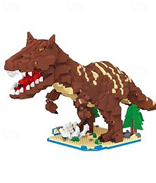 billige -jurassic dinosaur mikro byggeklosser 2290 stk carnotaurus diy mini diamantblokker murstein leketøy dinosaur for gutter i alderen 8-12 9 10 11 12 13 14 15 16 tenåringer voksne