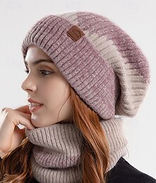 levne -dámská útulná a stylová pletená čepice a šála s fleecovou podšívkou a klapkami na uši - teplá a příjemná na zimu