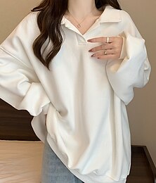 levne -dámská mikina ležérní plain street dailywear v výstřih dlouhý rukáv černá bílá káva podzim zima