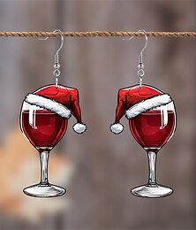 preiswerte -Weihnachtsweinglas-Ohrringe | festliches Weihnachtsmannmützen-Design | Feiertags-Partyschmuck für Frauen
