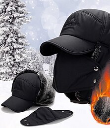 abordables -Homme Trappeur Chapeaux d'hiver Bonnet d'hiver Noir Bleu Polyester Ajustable Confortable Usage quotidien Sortie Couleur unie / unie Chaud