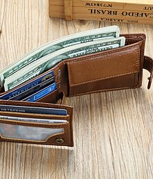 economico -portafoglio in vera pelle, strato superiore in pelle di mucca, portamonete multi-carta, portafoglio orizzontale, portafoglio aziendale di alta qualità, adatto sia per uomo che per donna, regalo